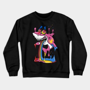 Trippy Cartoon Shark Crewneck Sweatshirt